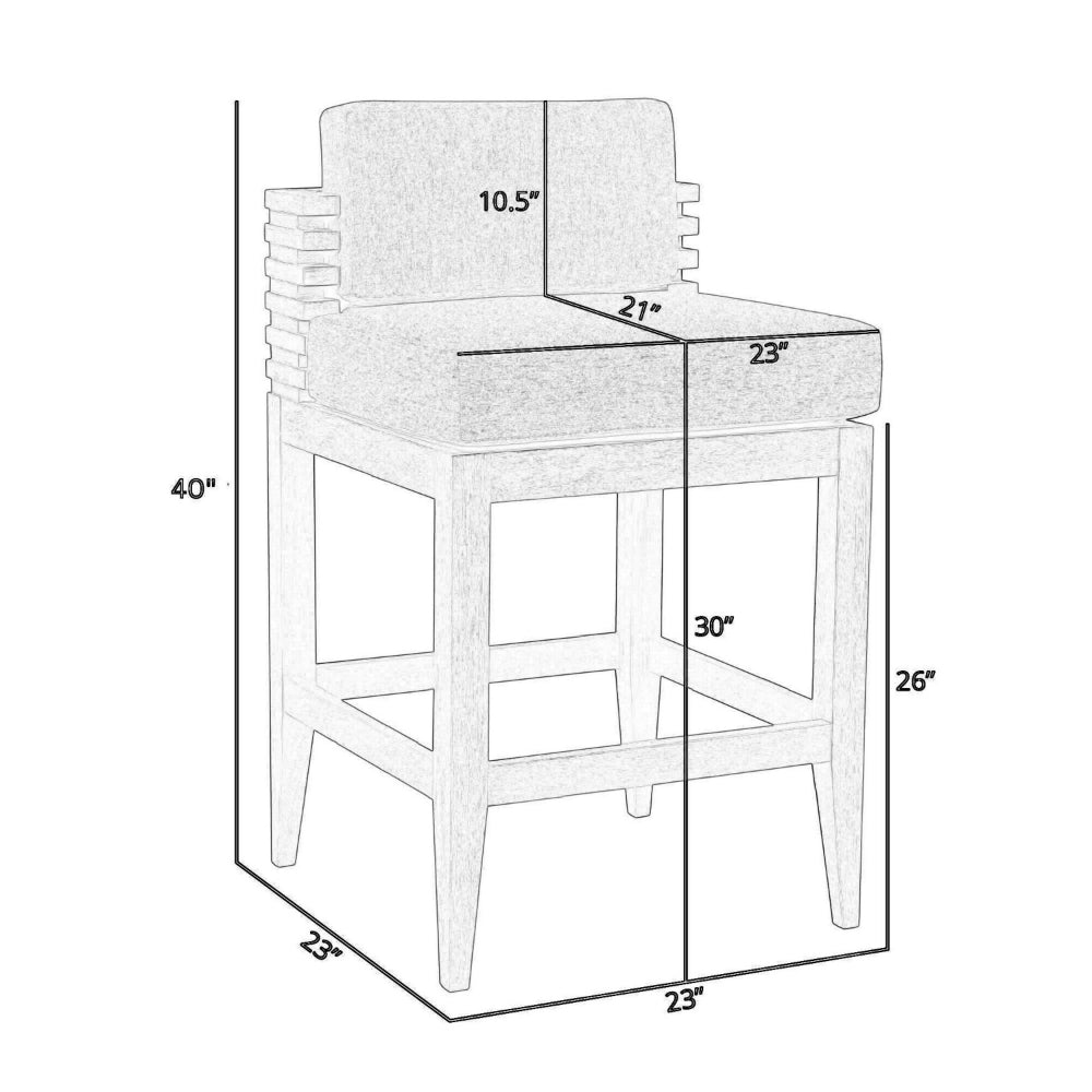 Hida 30 Inch Outdoor Patio Barstool Chair, Gray, Olefin Cushions, Wood - BM314485