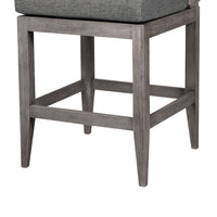 Hida 30 Inch Outdoor Patio Barstool Chair, Gray, Olefin Cushions, Wood - BM314485