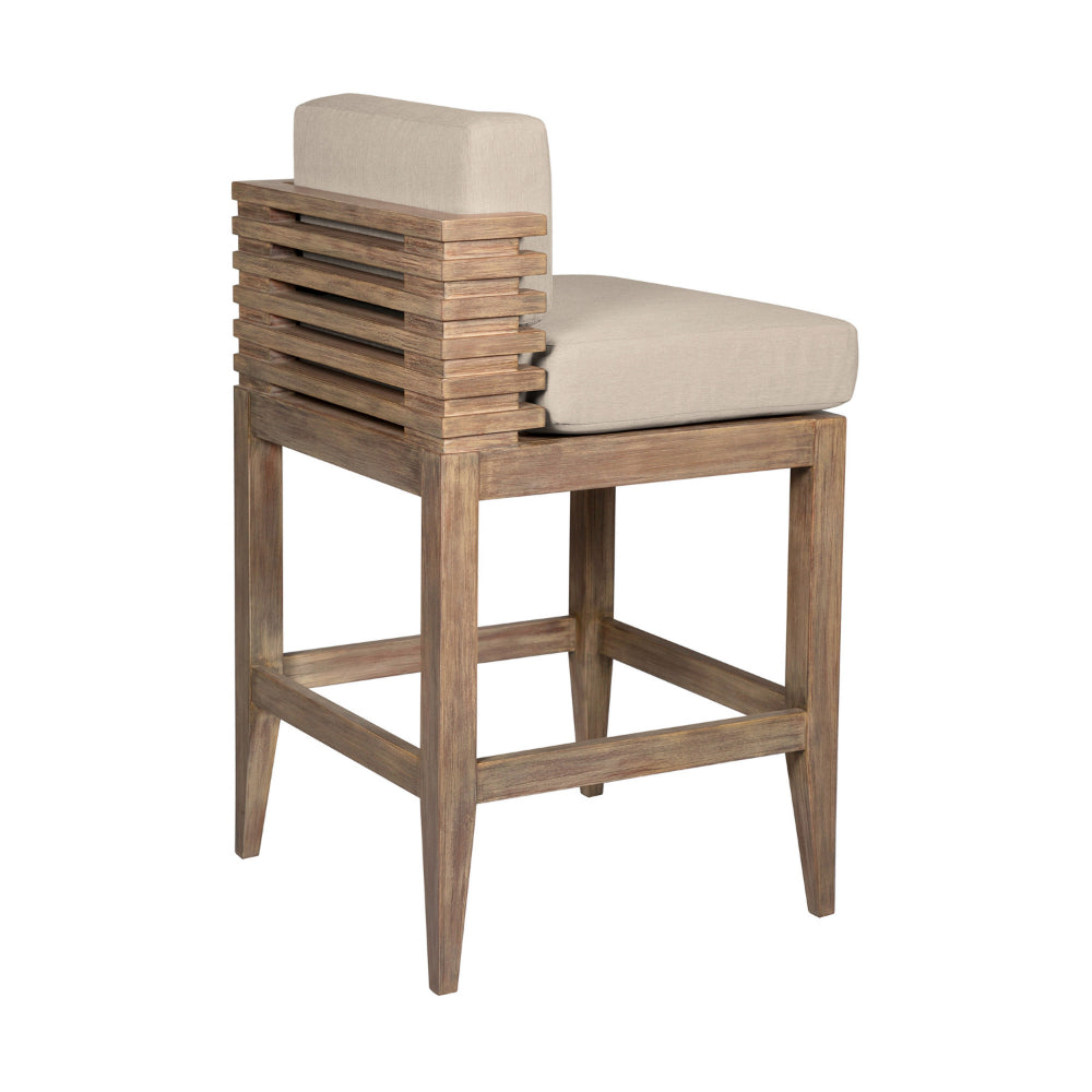 Hida 28 Inch Outdoor Patio Counter Stool Chair, Taupe, Olefin Cushions - BM314486