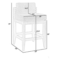 Hida 28 Inch Outdoor Patio Counter Stool Chair, Taupe, Olefin Cushions - BM314486