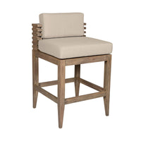 Hida 28 Inch Outdoor Patio Counter Stool Chair, Taupe, Olefin Cushions - BM314486