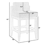 Hida 30 Inch Outdoor Patio Barstool Chair, Taupe, Olefin Cushions, Wood - BM314487