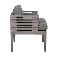 Hida 24 Inch Outdoor Patio Dining Chair, Ridged Gray Wood, Olefin Cushions - BM314488