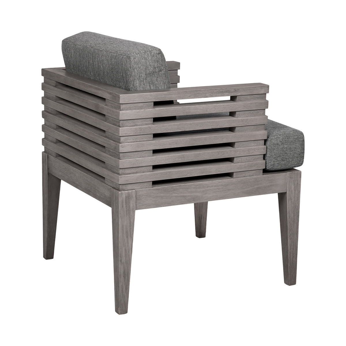 Hida 24 Inch Outdoor Patio Dining Chair, Ridged Gray Wood, Olefin Cushions - BM314488