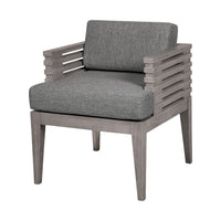 Hida 24 Inch Outdoor Patio Dining Chair, Ridged Gray Wood, Olefin Cushions - BM314488