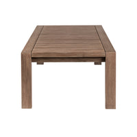 Sol 52 Inch Outdoor Coffee Table, Slatted Top, Weathered Eucalyptus Wood - BM314490