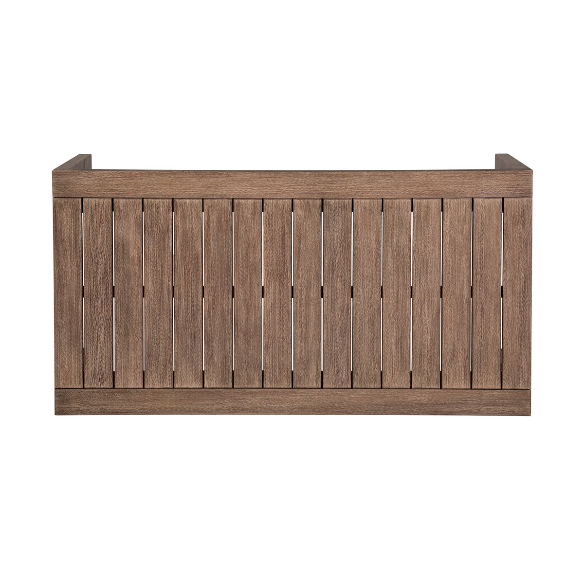 Sol 52 Inch Outdoor Coffee Table, Slatted Top, Weathered Eucalyptus Wood - BM314490