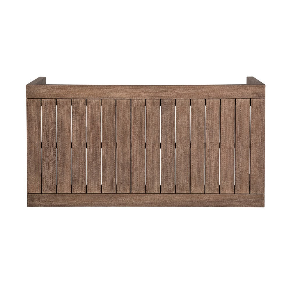 Sol 52 Inch Outdoor Coffee Table, Slatted Top, Weathered Eucalyptus Wood - BM314490