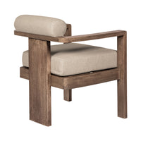 Sol 25 Inch Outdoor Patio Dining Chair, Brown Wood, Beige Olefin Cushions - BM314492