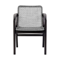 Tira 25 Inch Outdoor Patio Dining Chair, Black Eucalyptus Frame, Woven Rope - BM314493