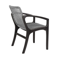 Tira 25 Inch Outdoor Patio Dining Chair, Black Eucalyptus Frame, Woven Rope - BM314493