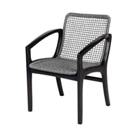 Tira 25 Inch Outdoor Patio Dining Chair, Black Eucalyptus Frame, Woven Rope - BM314493