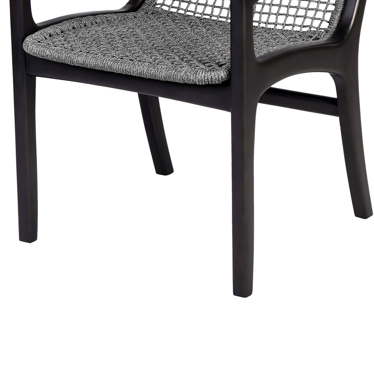 Tira 25 Inch Outdoor Patio Dining Chair, Black Eucalyptus Frame, Woven Rope - BM314493