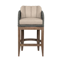 Kimi 26 Inch Outdoor Patio Counter Stool Chair, Olefin and Gray Woven Rope - BM314497