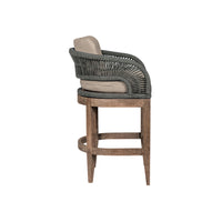 Kimi 26 Inch Outdoor Patio Counter Stool Chair, Olefin and Gray Woven Rope - BM314497