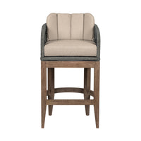 Kimi 30 Inch Outdoor Patio Barstool Chair, Olefin and Gray Woven Rope - BM314498