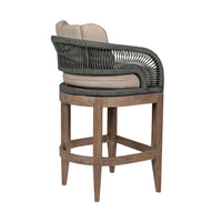 Kimi 30 Inch Outdoor Patio Barstool Chair, Olefin and Gray Woven Rope - BM314498