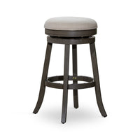 Opi 30 Inch Swivel Barstool, Round Cushioned Seat, Weathered Gray, Beige - BM314505