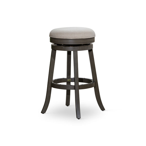 Opi 30 Inch Swivel Barstool, Round Cushioned Seat, Weathered Gray, Beige - BM314505