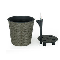 Wiki 10 Inch Self Watering Planter, Intricately Hand Woven Wicker, Gray - BM314507