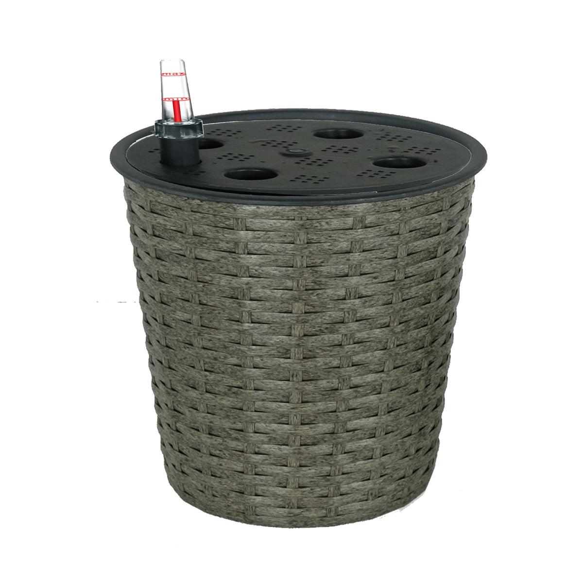 Wiki 10 Inch Self Watering Planter, Intricately Hand Woven Wicker, Gray - BM314507