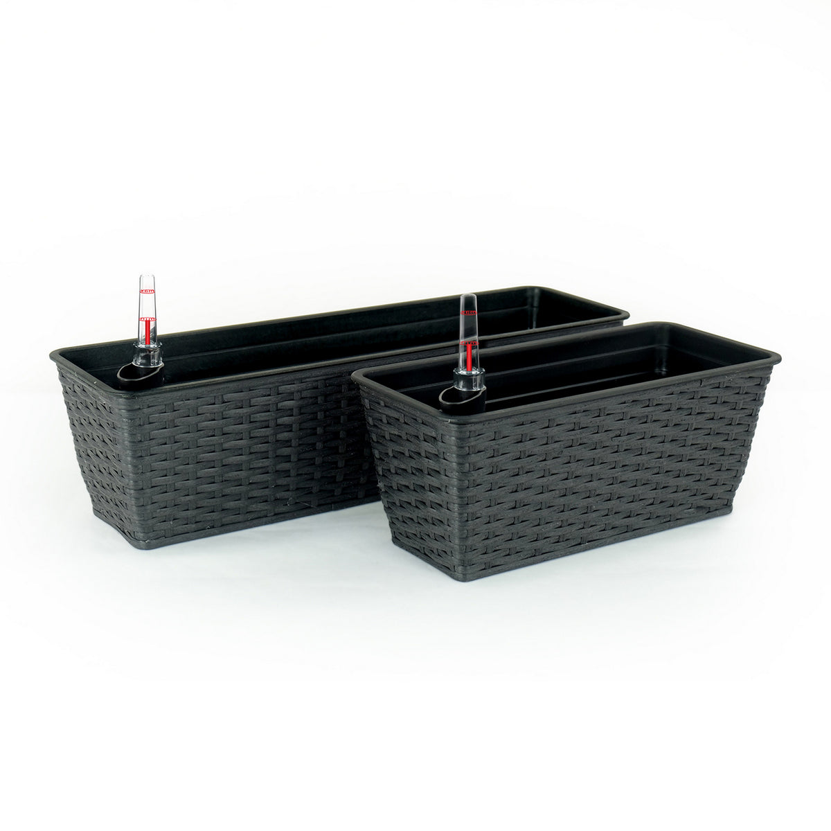 Wiki 23 Inch Self Watering Planter Set of 2, Woven Wicker, Espresso Brown - BM314509