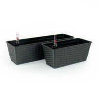 Wiki 23 Inch Self Watering Planter Set of 2, Woven Wicker, Espresso Brown - BM314509