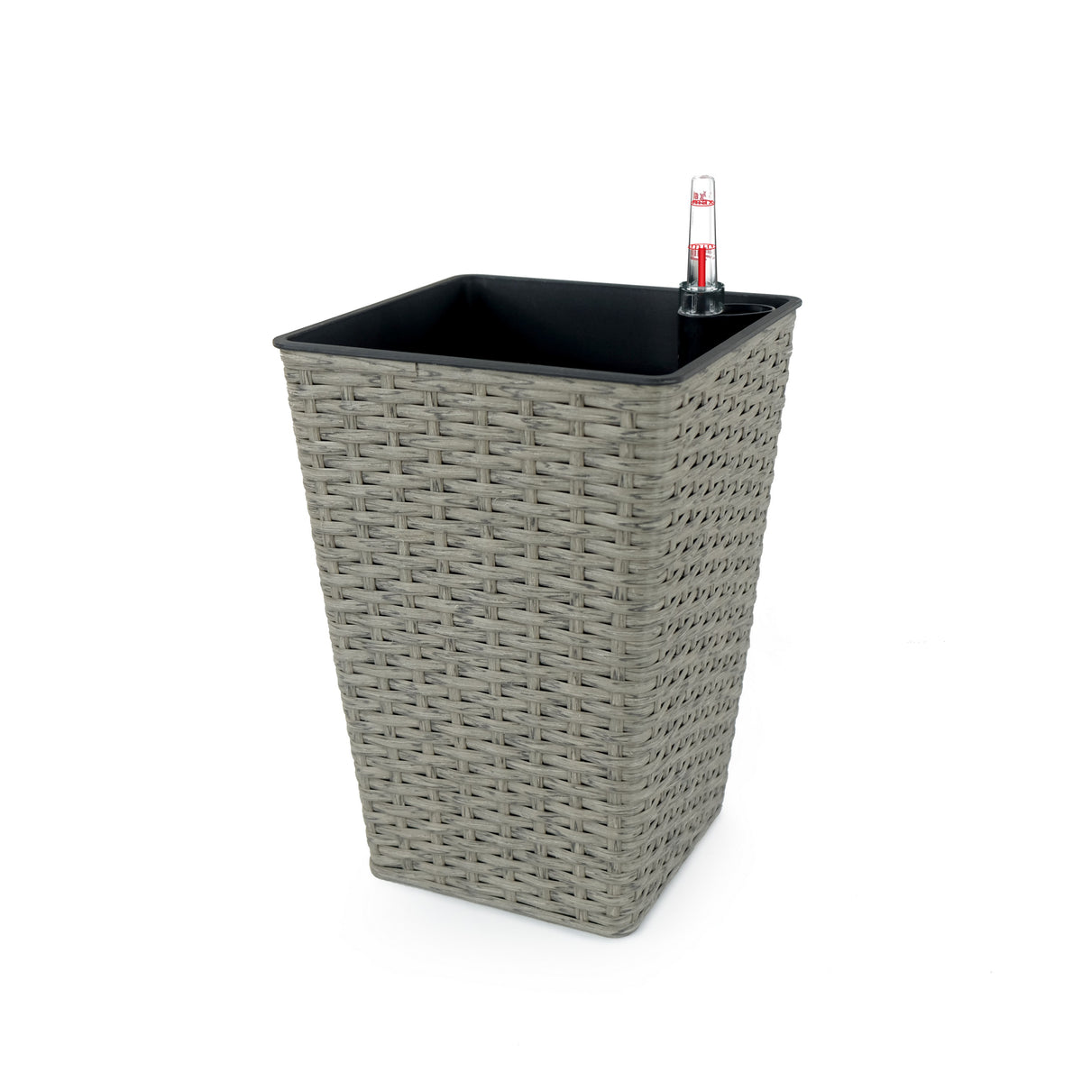 Aly 14 Inch Self Watering Planter Set of 2, Hand Woven Wicker, Gray - BM314512