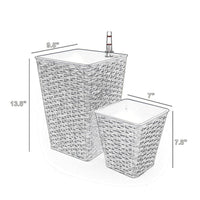 Aly 14 Inch Self Watering Planter Set of 2, Hand Woven Wicker, Gray - BM314512