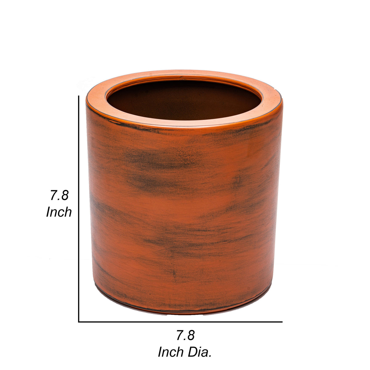 8 Inch Self Watering Planter, Painted Plastic Body, Round Top, Warm Brown - BM314516