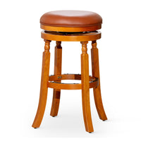 Opi 30 Inch Swivel Barstool, Bonded Leather, Natural Brown Solid Wood - BM314519