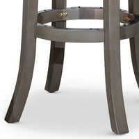 Opi 30 Inch Swivel Barstool, Black Bonded Leather Weathered Gray Solid Wood - BM314521