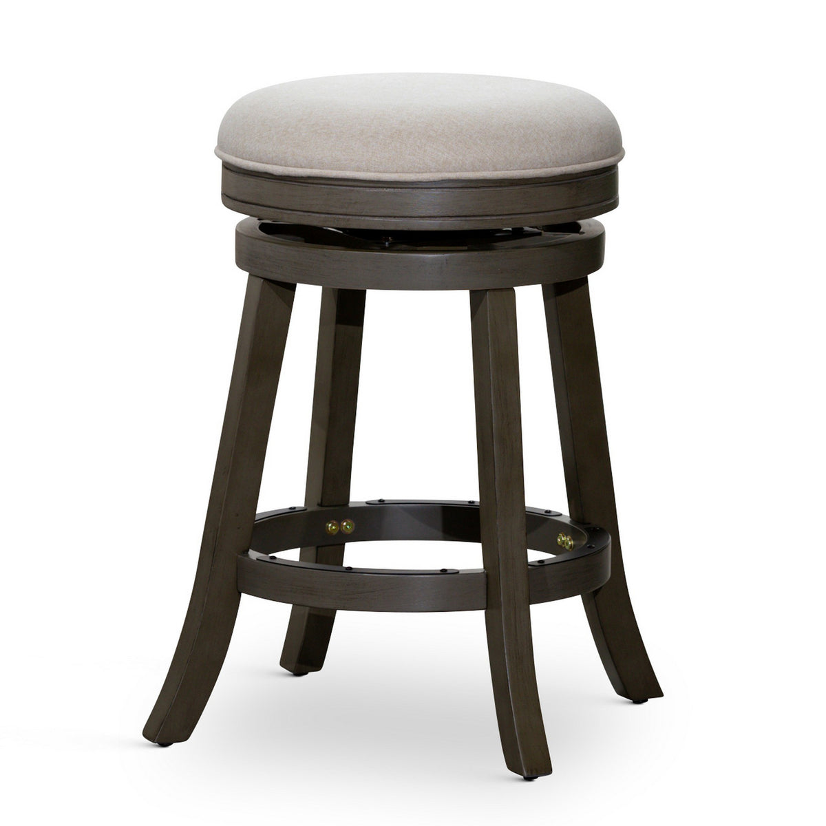 Opi 24 Inch Swivel Counter Stool, Charcoal Cushioned Seat, Weathered Gray - BM314526