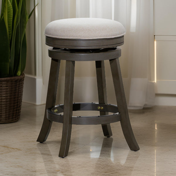 Opi 24 Inch Swivel Counter Stool, Charcoal Cushioned Seat, Weathered Gray - BM314526