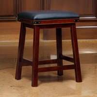 Nio 24 Inch Swivel Counter Stool, Black Bonded Leather, Espresso Brown Wood - BM314531