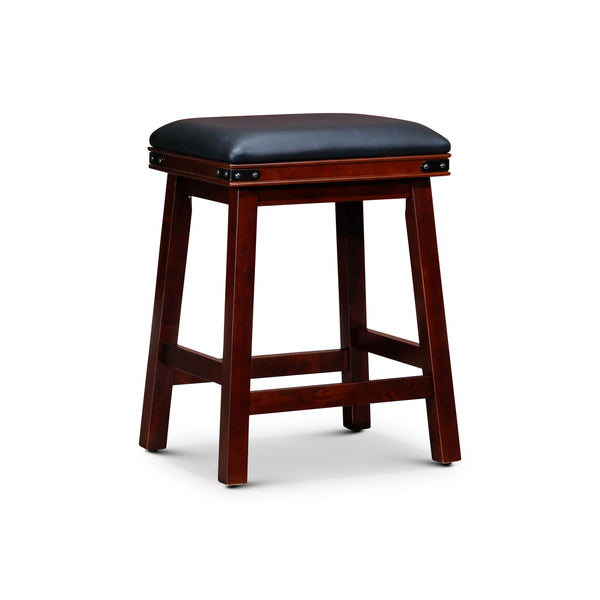 Nio 24 Inch Swivel Counter Stool, Black Bonded Leather, Espresso Brown Wood - BM314531