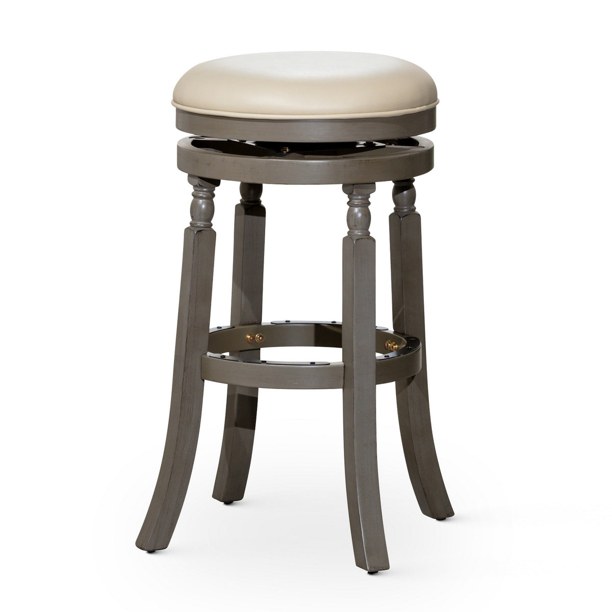 Opi 30 Inch Swivel Barstool, Weathered Gray, French Beige Bonded Leather - BM314533