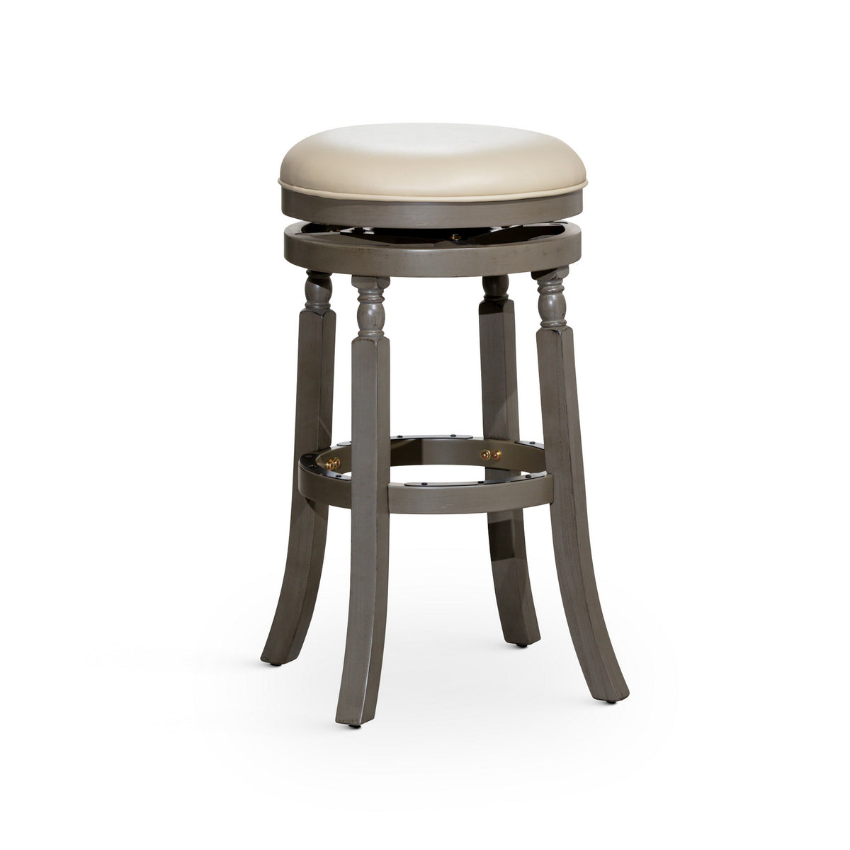 Opi 30 Inch Swivel Barstool, Weathered Gray, French Beige Bonded Leather - BM314533