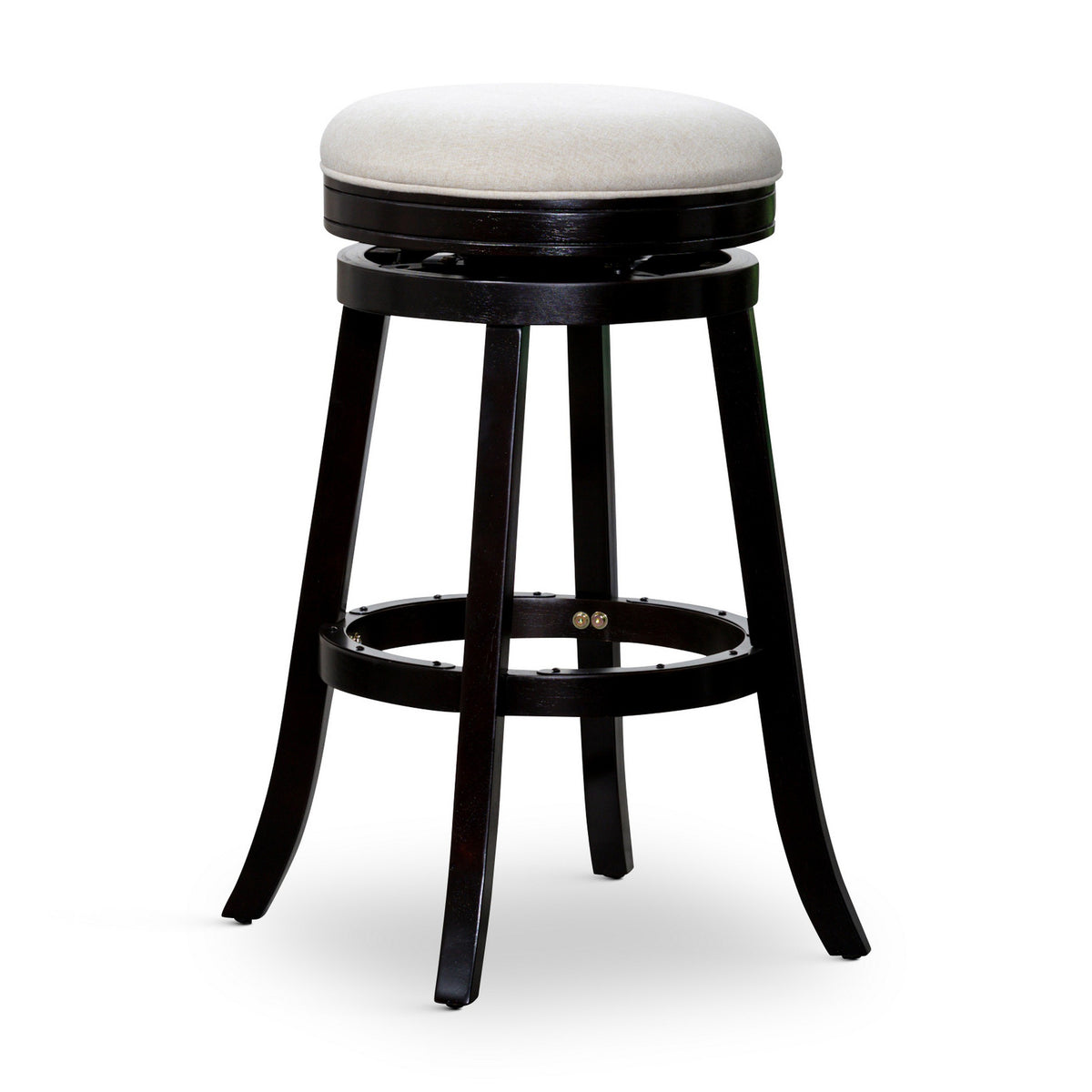 Opi 30 Inch Swivel Barstool, Beige Polyester, Espresso Brown Solid Wood - BM314536