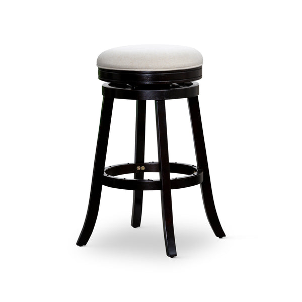 Opi 30 Inch Swivel Barstool, Beige Polyester, Espresso Brown Solid Wood - BM314536