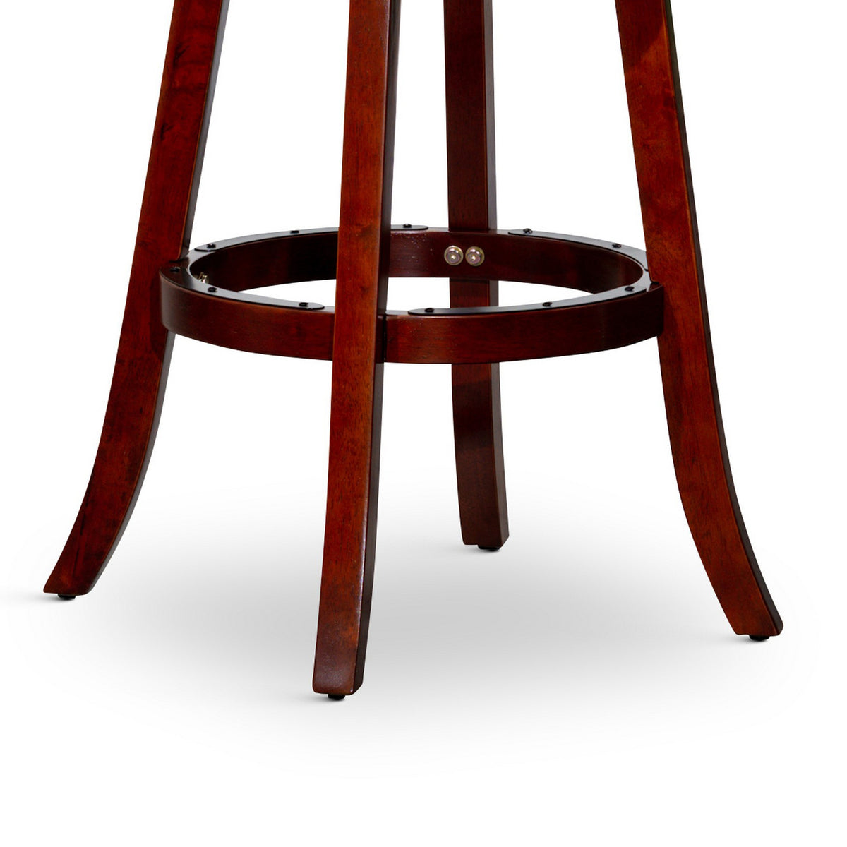 Opi 30 Inch Swivel Barstool, Beige Polyester, Cherry Brown Solid Wood - BM314538