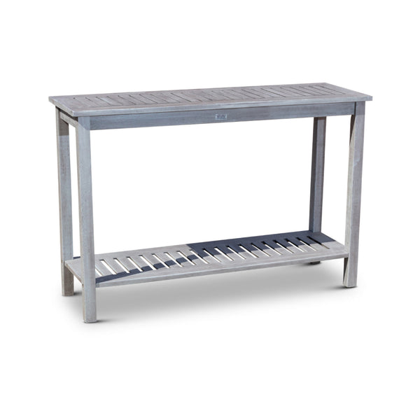 48 Inch Console Table, 2 Shelves, Slatted Design, Eucalyptus Silver Gray - BM314543