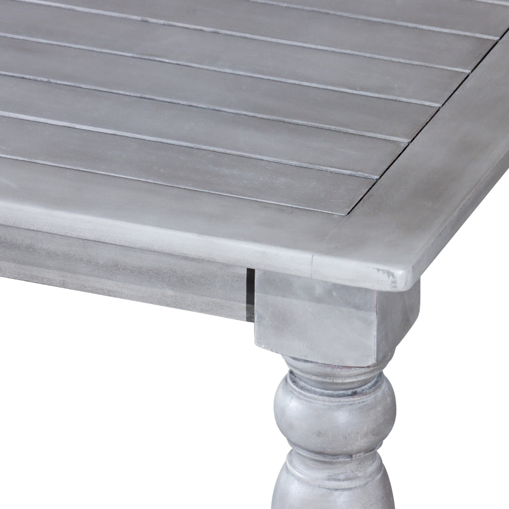 35 Inch Side End Table, Square Slatted Top, Multi Step Silver Gray Finish - BM314544