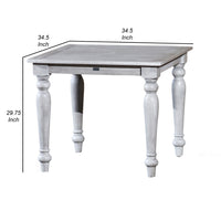 35 Inch Side End Table, Square Slatted Top, Multi Step Silver Gray Finish - BM314544