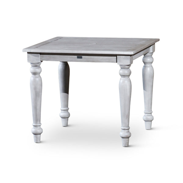 35 Inch Side End Table, Square Slatted Top, Multi Step Silver Gray Finish - BM314544