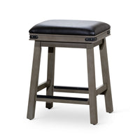 Nio 24 Inch Counter Stool, Saddle Black Bonded Leather, Weathered Gray - BM314545