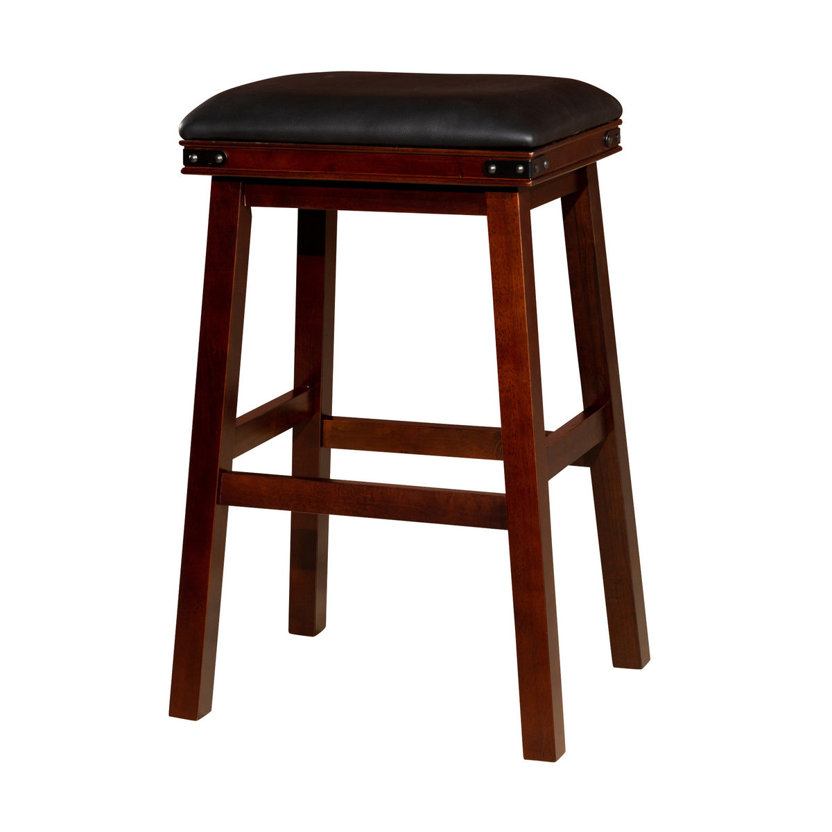 Nio 30 Inch Barstool, Black Bonded Leather Seat, Espresso Brown Solid Wood - BM314547