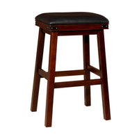 Nio 30 Inch Barstool, Black Bonded Leather Seat, Espresso Brown Solid Wood - BM314547