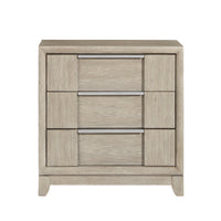 Owen 29 Inch Nightstand, 3 Drawers, USB Charging Port, Light Beige Wood - BM314580