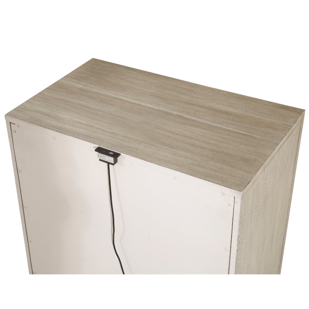 Owen 29 Inch Nightstand, 3 Drawers, USB Charging Port, Light Beige Wood - BM314580